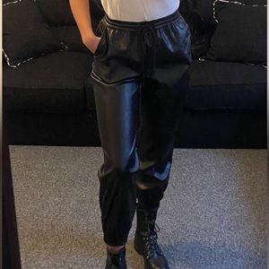 Leather joggers